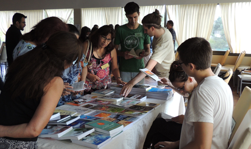 Participants browsing the bookstall during the celebrations.