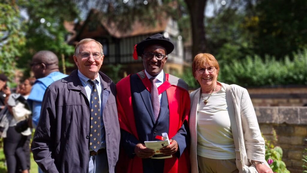 Liz and Malcolm McGregor with Emmanuel Ndikumana